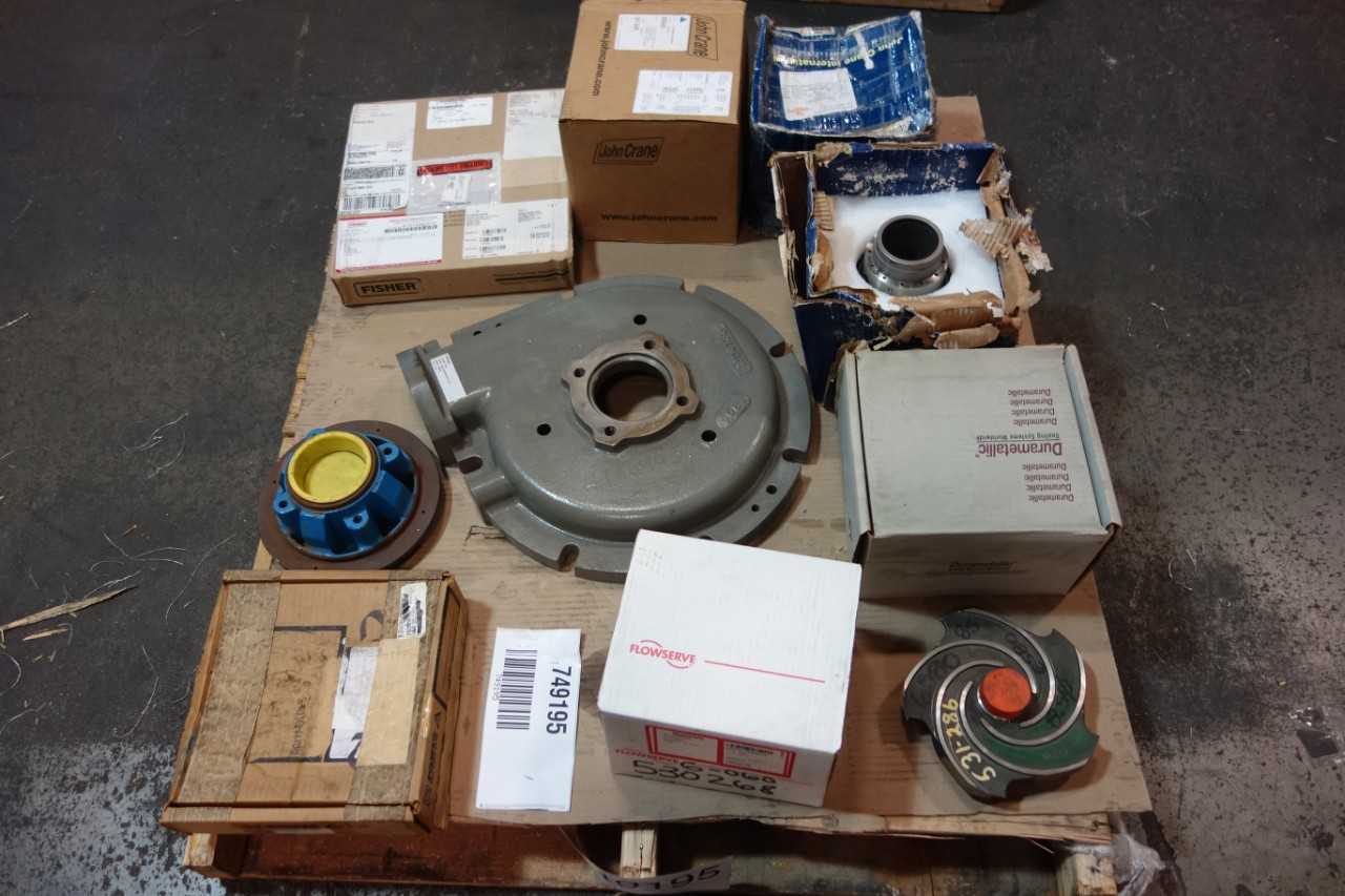 1 PALLET OF ASSORTED PUMP PARTS & ACCESSORIES- GOULDS, FLOWSERVE, JOHN CRANE, FISHER - PUMPS
