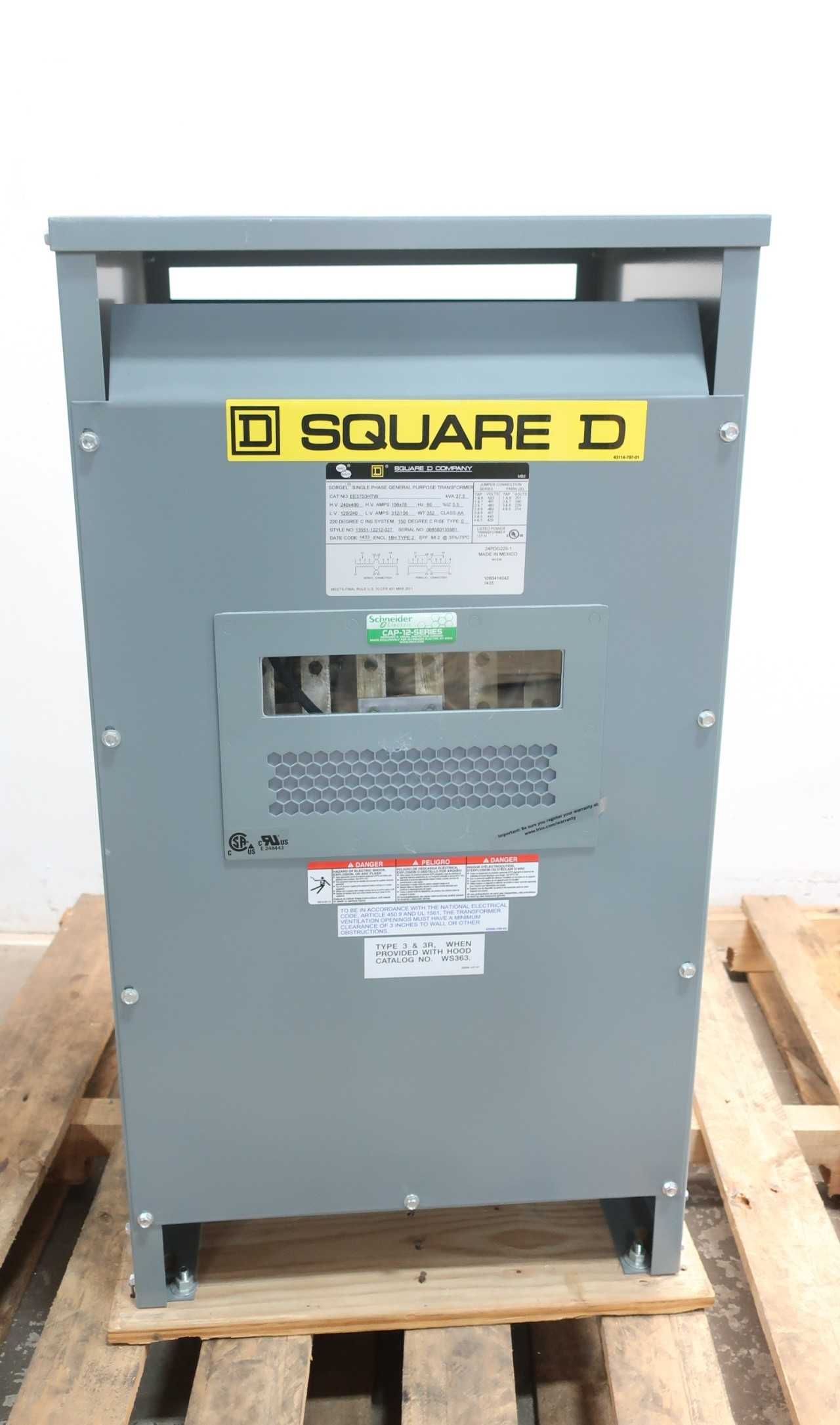 SQUARE D EE37S3HTW 1PH 37.50KVA 240/480V-AC 120/240V-AC VOLTAGE TRANSFORMER - CONTROL TRANSFORMERS SQUARE D EE37S3HTW 1PH 37.50KVA 240/480V-AC 120/240V-AC VOLTAGE TRANSFORMER - CONTROL TRANSFORMERS