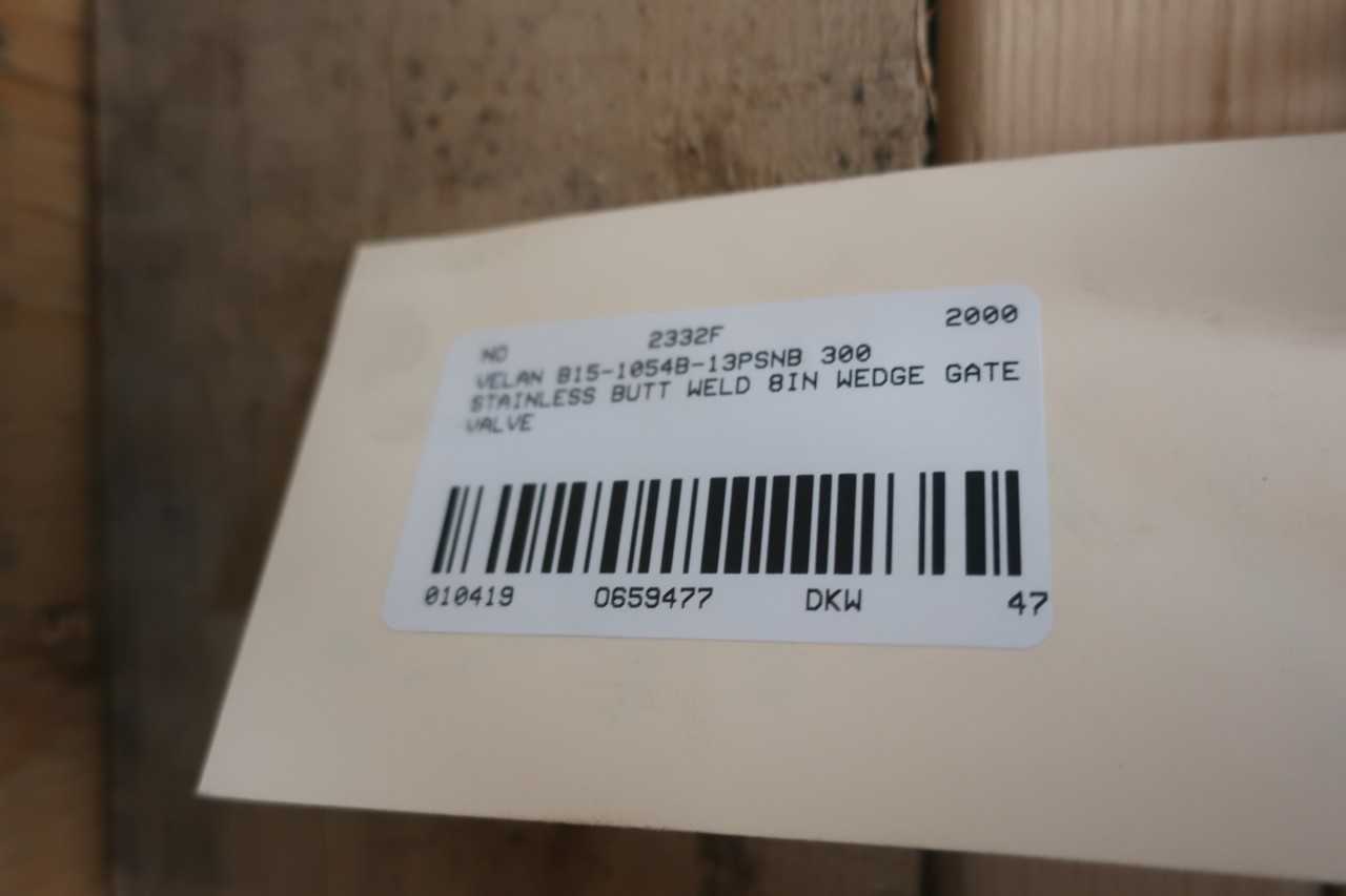 VELAN B15-1054B-13PSNB 300 STAINLESS BUTT WELD 8IN WEDGE GATE VALVE - VALVES