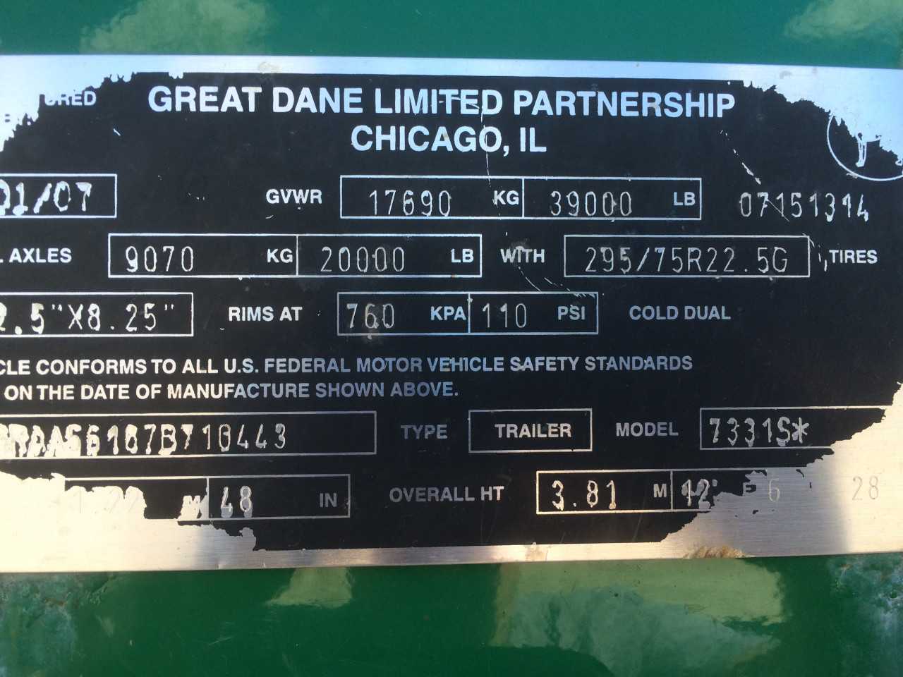 2001 Great Dane 7331S Vanbody Trailer - Road Worthy - TRAILERS