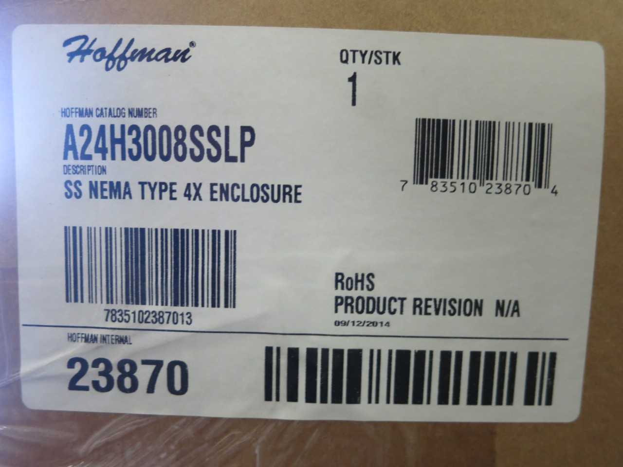 HOFFMAN A24H3008SSLP STAINLESS NEMA TYPE 4X ENCLOSURE 24X30X8 - INDUSTRIAL PARTS