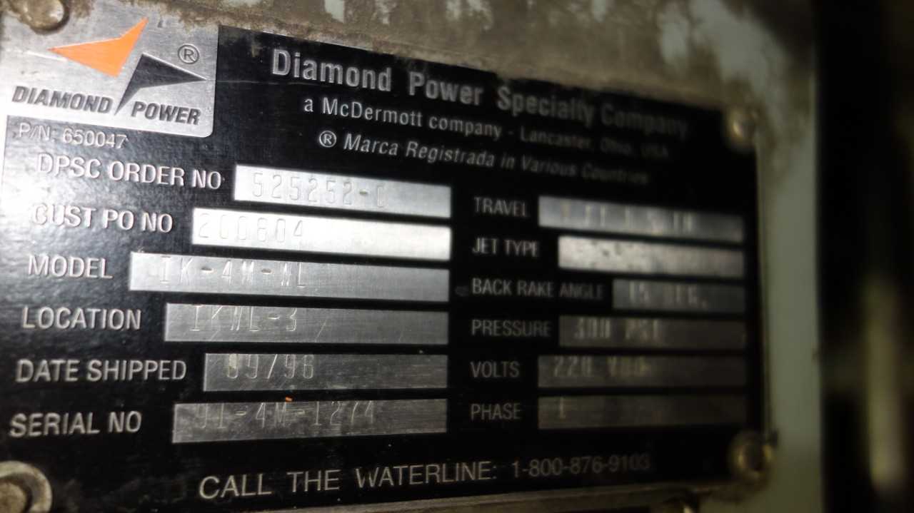 LOT OF 2 DIAMOND POWER IK-4M-WL 300PSI 220V-AC SOOTBLOWER - PROCESS EQUIPMENT