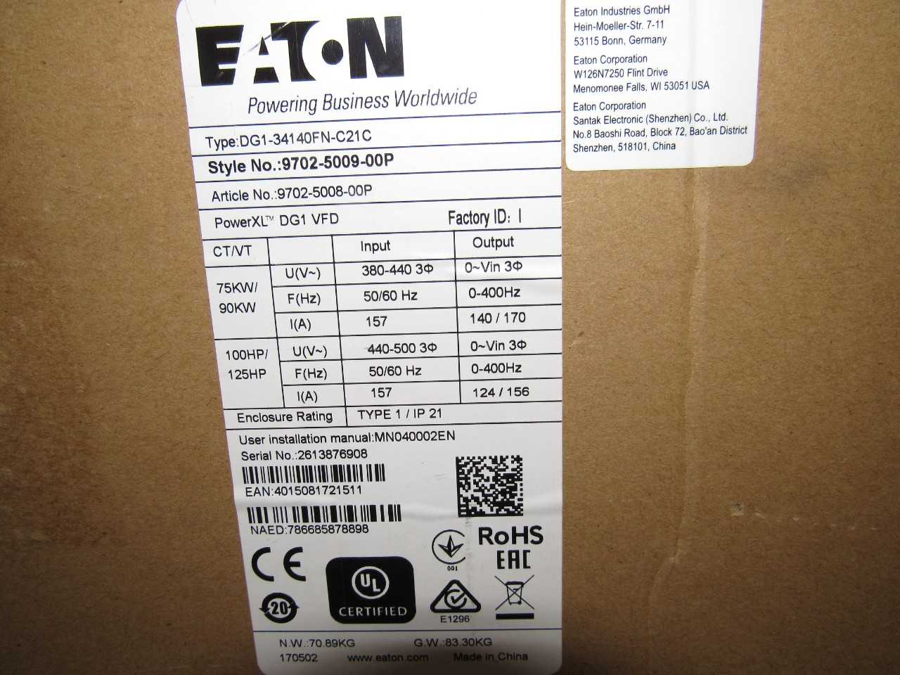 Eaton Frequency Drive - MOTOR DRIVES