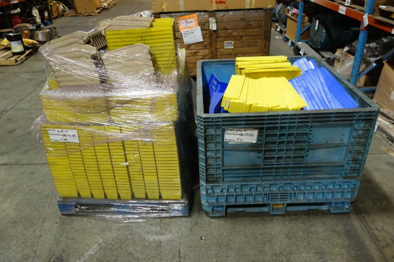 2 PALLETS OF ASSORTED PLASTIC TOTES - MATERIAL HANDLING