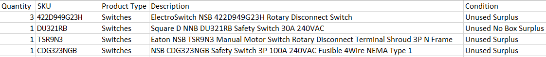 Quantity of 6x Assorted Switches - ELECTRICAL COMPONENTS Quantity of 6x Assorted Switches - ELECTRICAL COMPONENTS