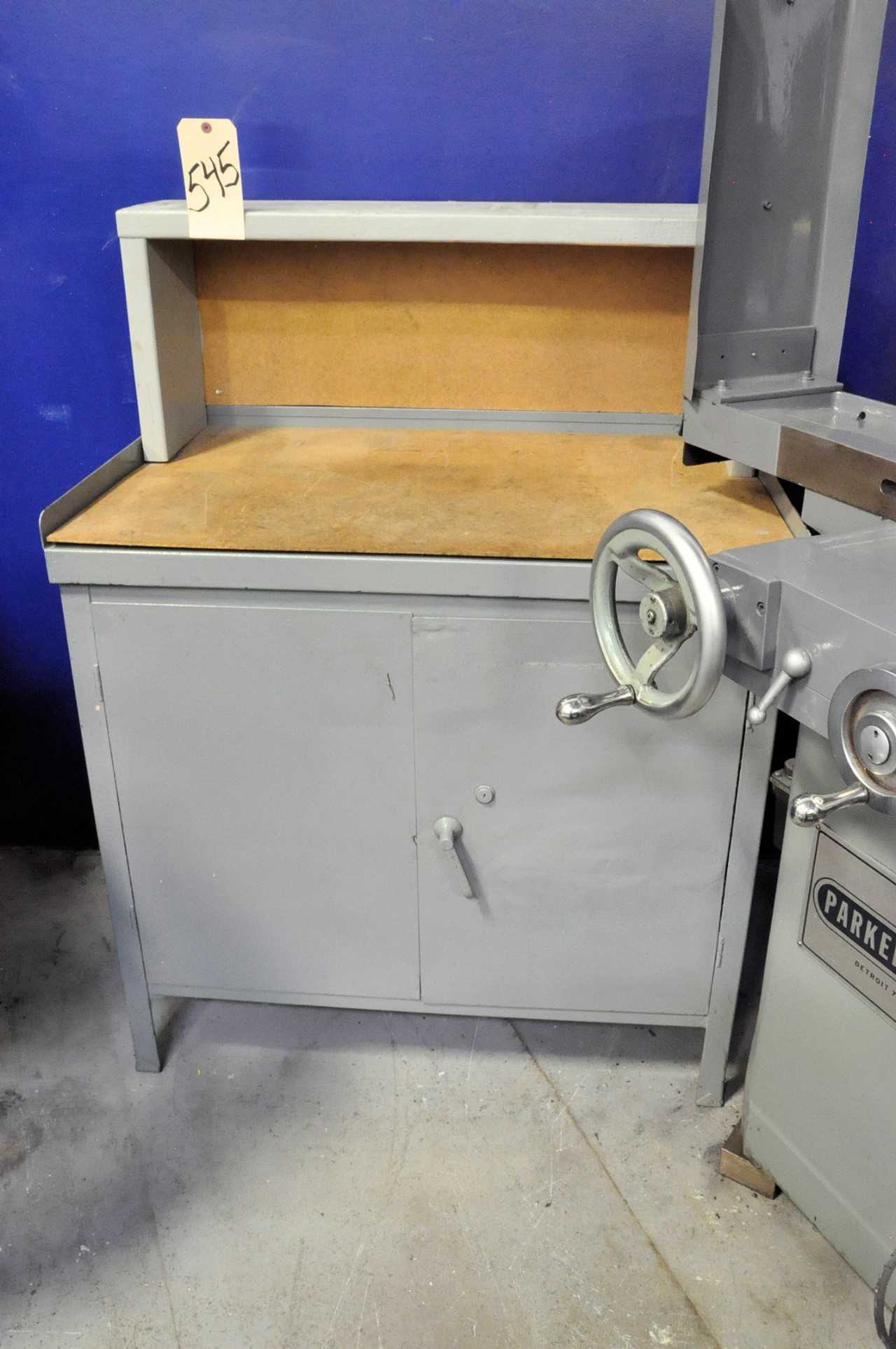 Lot-(1) 72" and (1) 60" Wood Top Work Benches and (1) 2-Door Short Shop Cabinet, (Contents Not Included), (Not to Be Removed Until Empty) - TOOL STORAGE