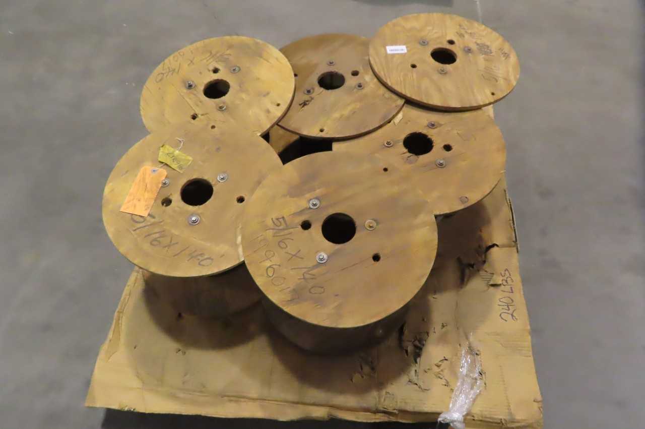 LOT OF 6 STEEL WIRE ROPE SPOOLS 5/16 IN X 140 FT/REEL - ELECTRICAL COMPONENTS