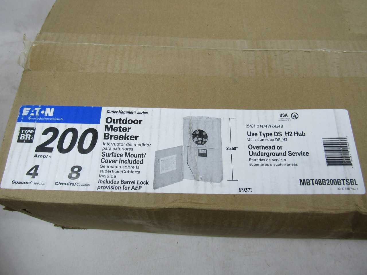 Quantity of 2x MBT48B200BTSBL Electrical Panel/Loadcenter/Switchboards - ELECTRICAL COMPONENTS