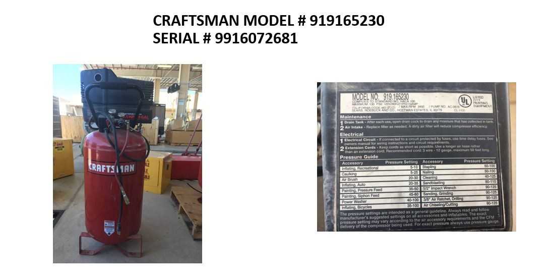 Craftsman 919.165230 Compressor - AIR COMPRESSORS