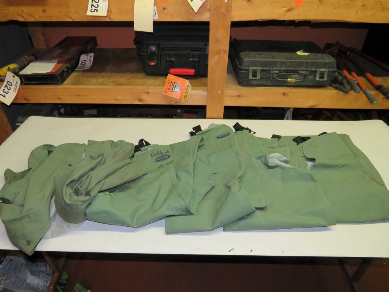 LOT OF 5 ASSORTED HURRICANE FLAME RETARDANT, OIL RESISTANT RAINWEAR OVERALLS AND COAT - SAFETY SWITCH