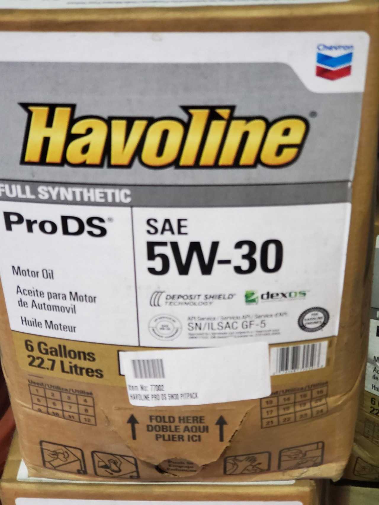 Lot of 9 Cases - HAVOLINE PRO DS FULL SYNTHETIC 5W30 PITPACK 6GA (54 gallons total) - MISCELLANEOUS
