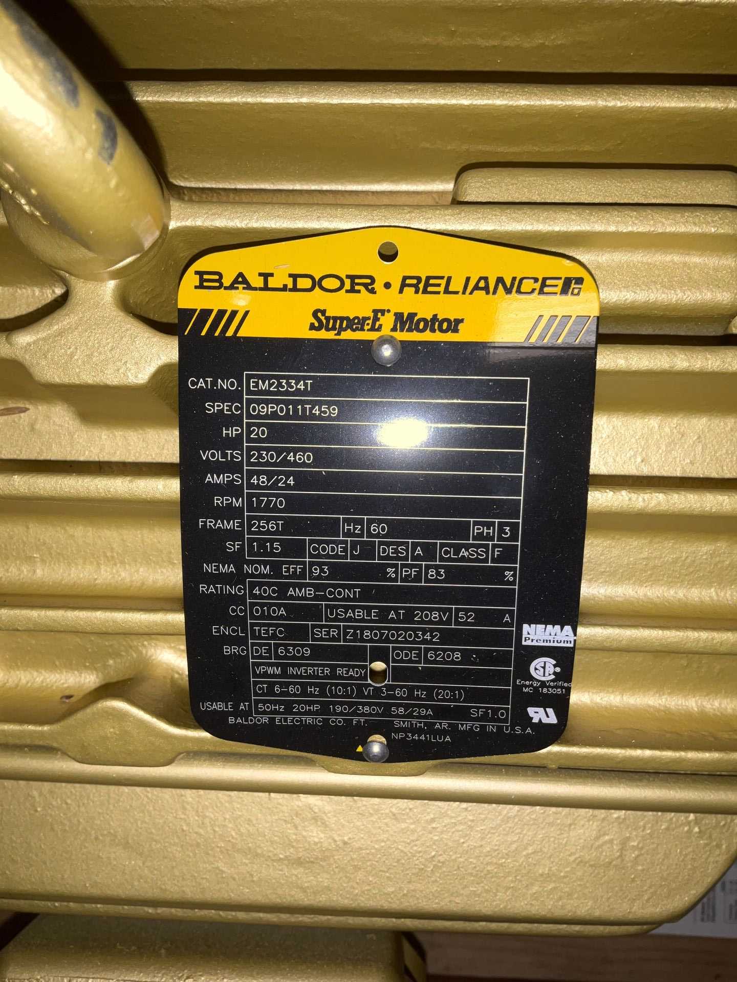 BALDOR RELIANCE EM2334T AC MOTOR - AC MOTOR