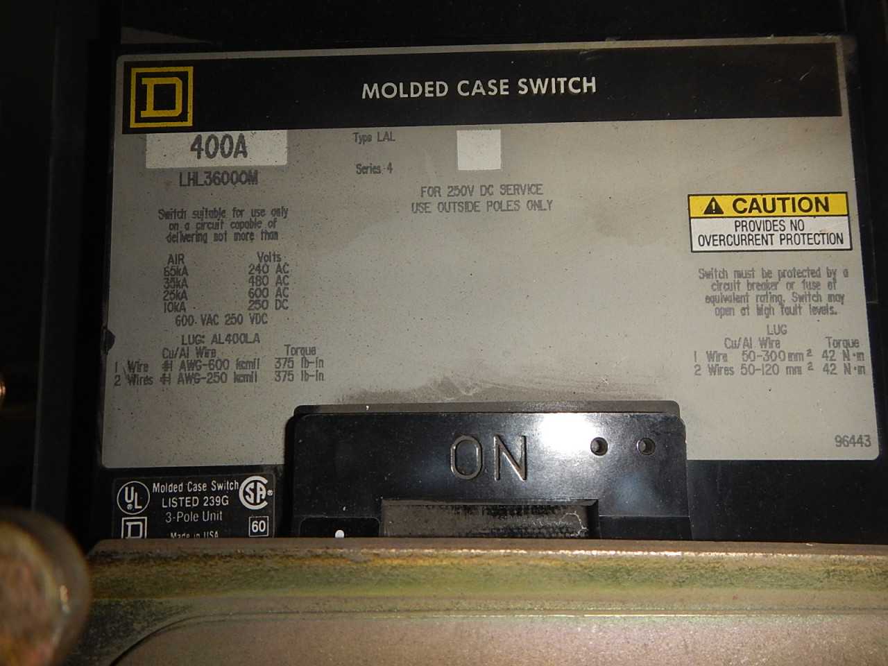 400 Amp Square-D Molded Case Switch - CIRCUIT BREAKERS