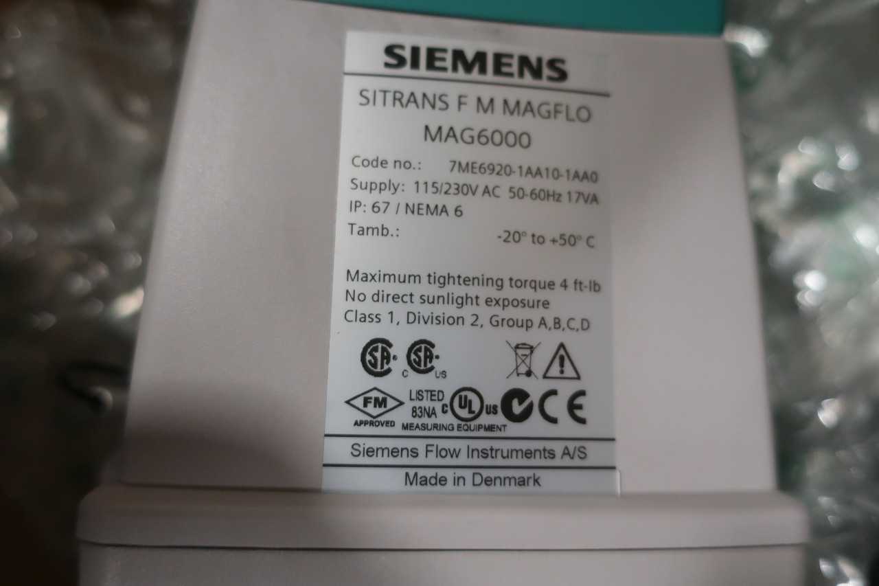 SIEMENS SITRANS FM MAGFLO MAG6000 FLOW METER 115/230V-AC 17VA - FLOW METER