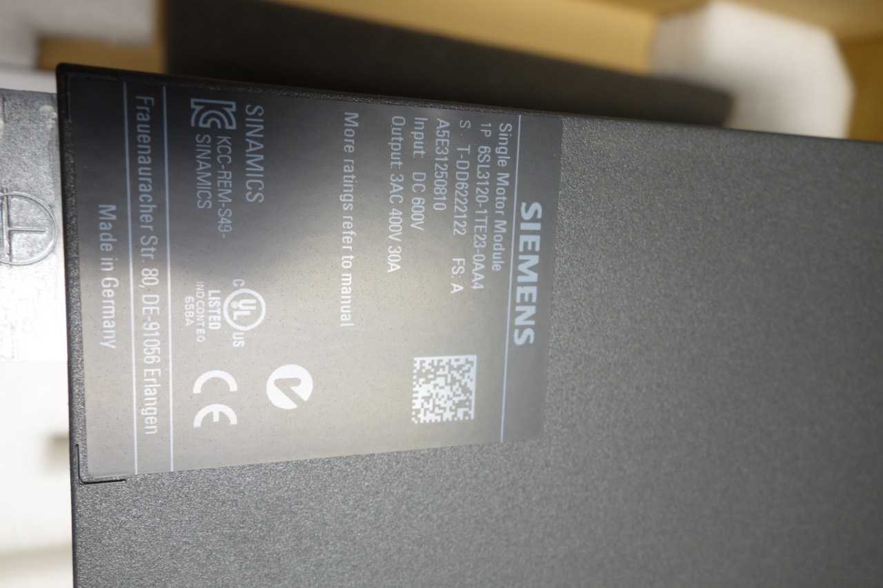 Siemens 6SL3120-1TE23-0AA4 Simatics S120 single motor module - ELECTRIC MOTORS