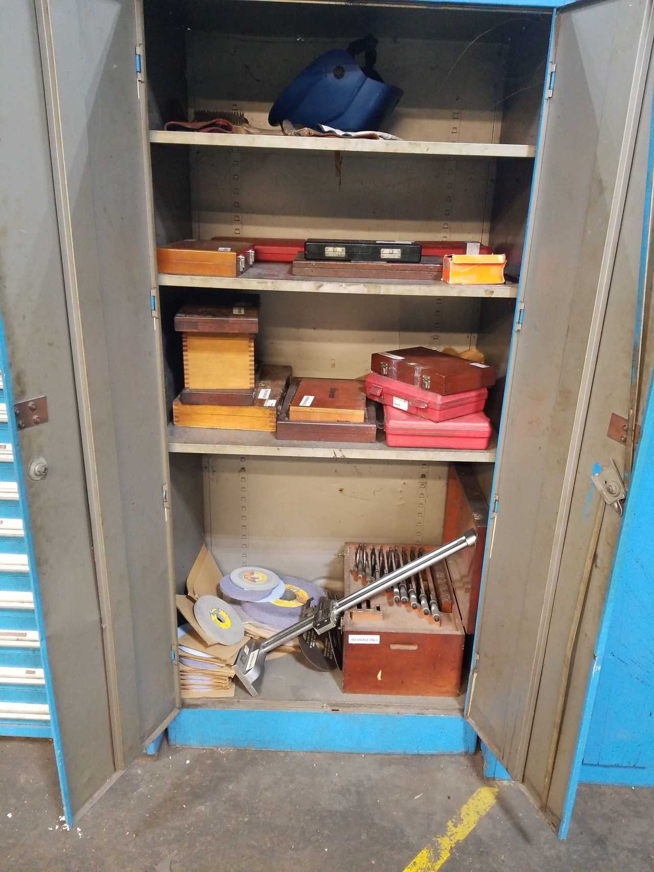 BLUE STORAGE CABINET WITH MEASURING TOOLS - MISCELLANEOUS BLUE STORAGE CABINET WITH MEASURING TOOLS - MISCELLANEOUS