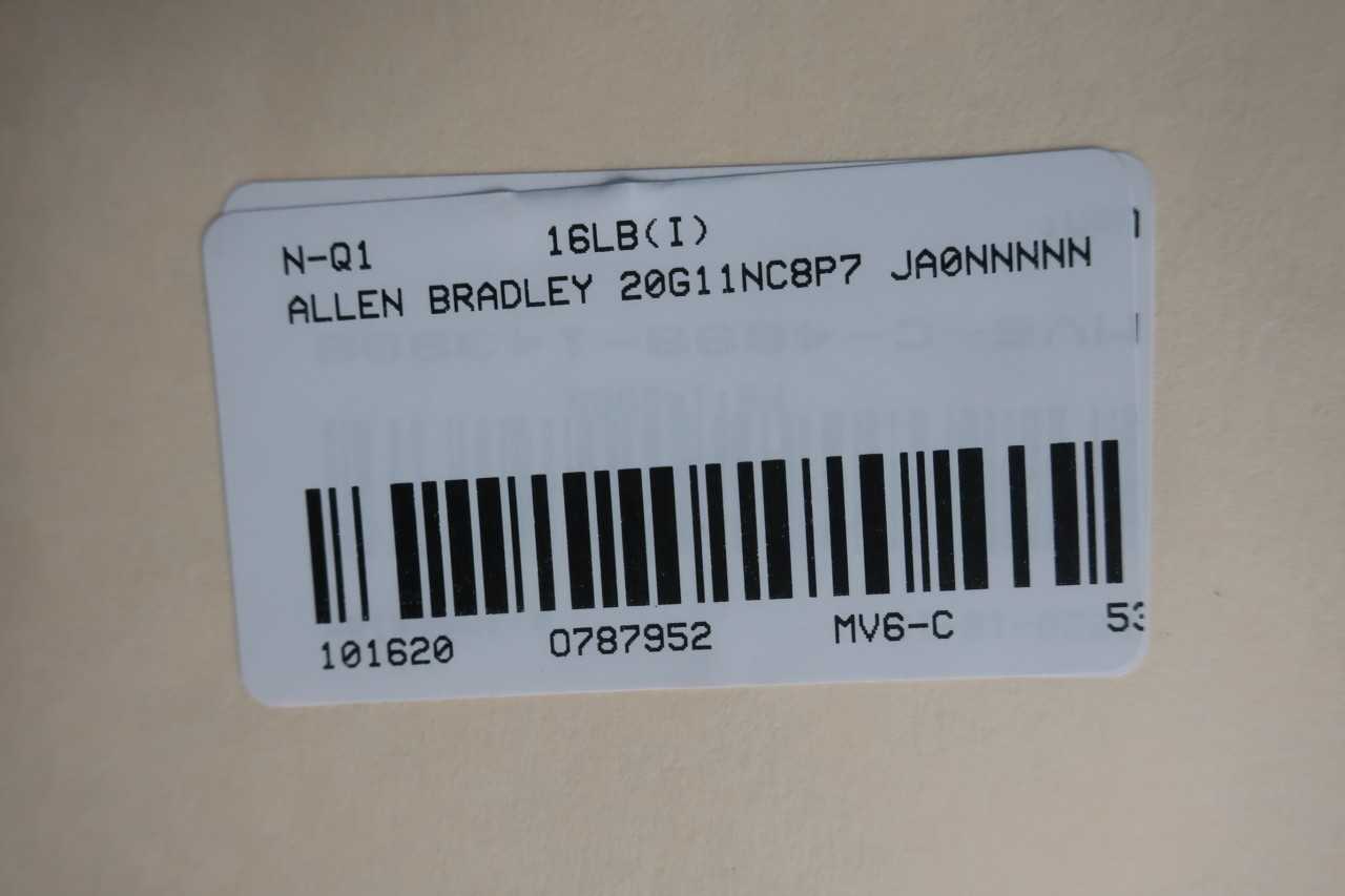 ALLEN BRADLEY 20G11NC8P7JA0NNNNN POWERFLEX 755 AC DRIVE 0400HZ 0460VAC 5HP - MOTOR DRIVES