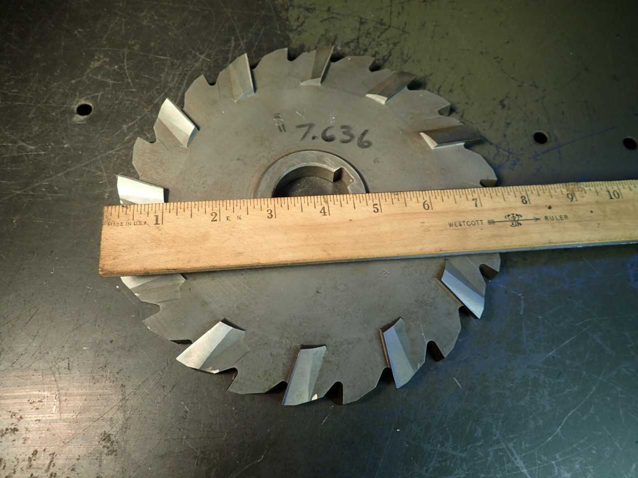 Resharpened 8" (now 7.636") x 1/2" x 1-1/2" Arbor Hole Staggered Tooth Side Mill - MILLING TOOLS
