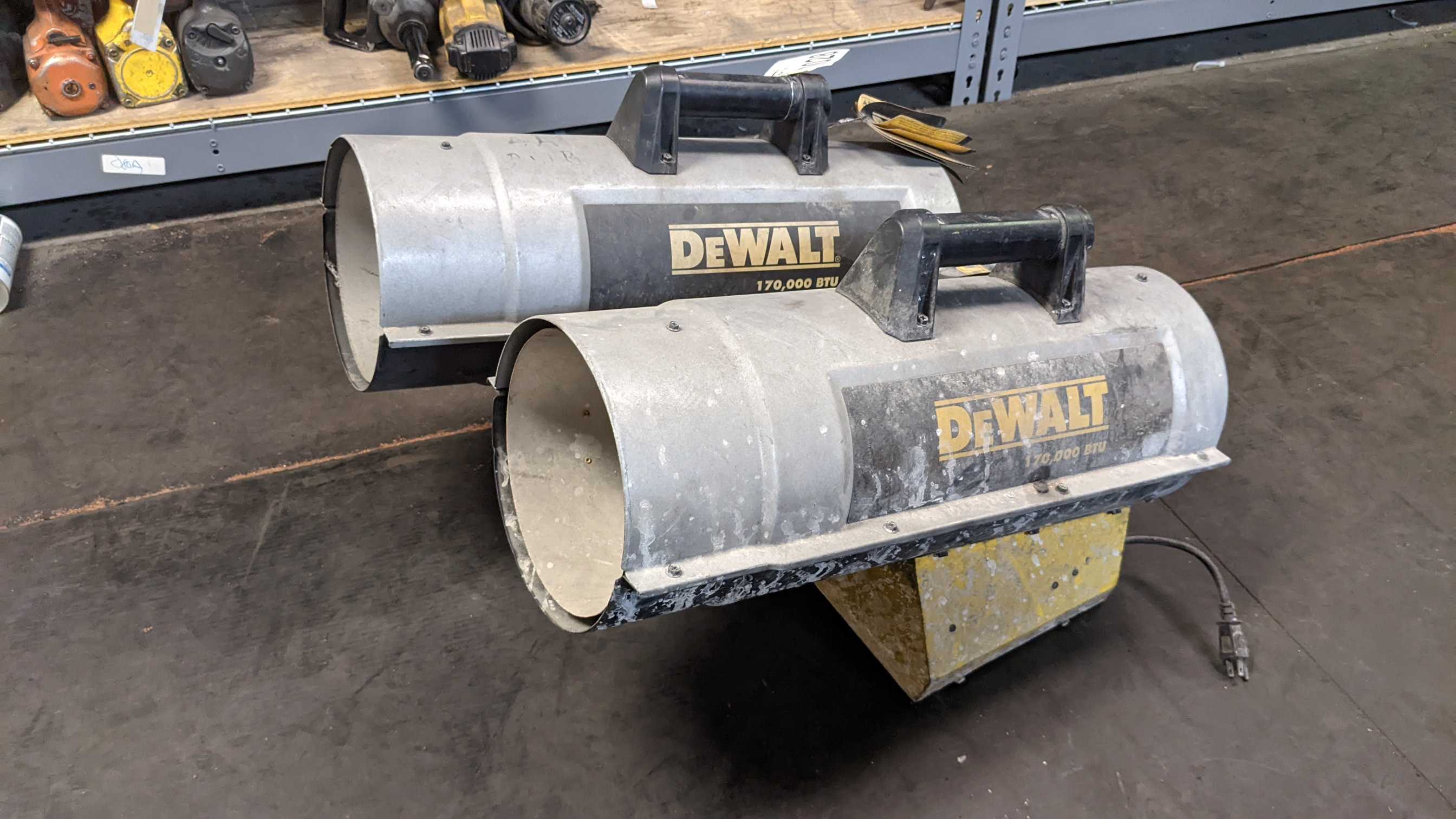 LOT OF 2 DEWALT HEATERS - INDUSTRIAL PARTS LOT OF 2 DEWALT HEATERS - INDUSTRIAL PARTS