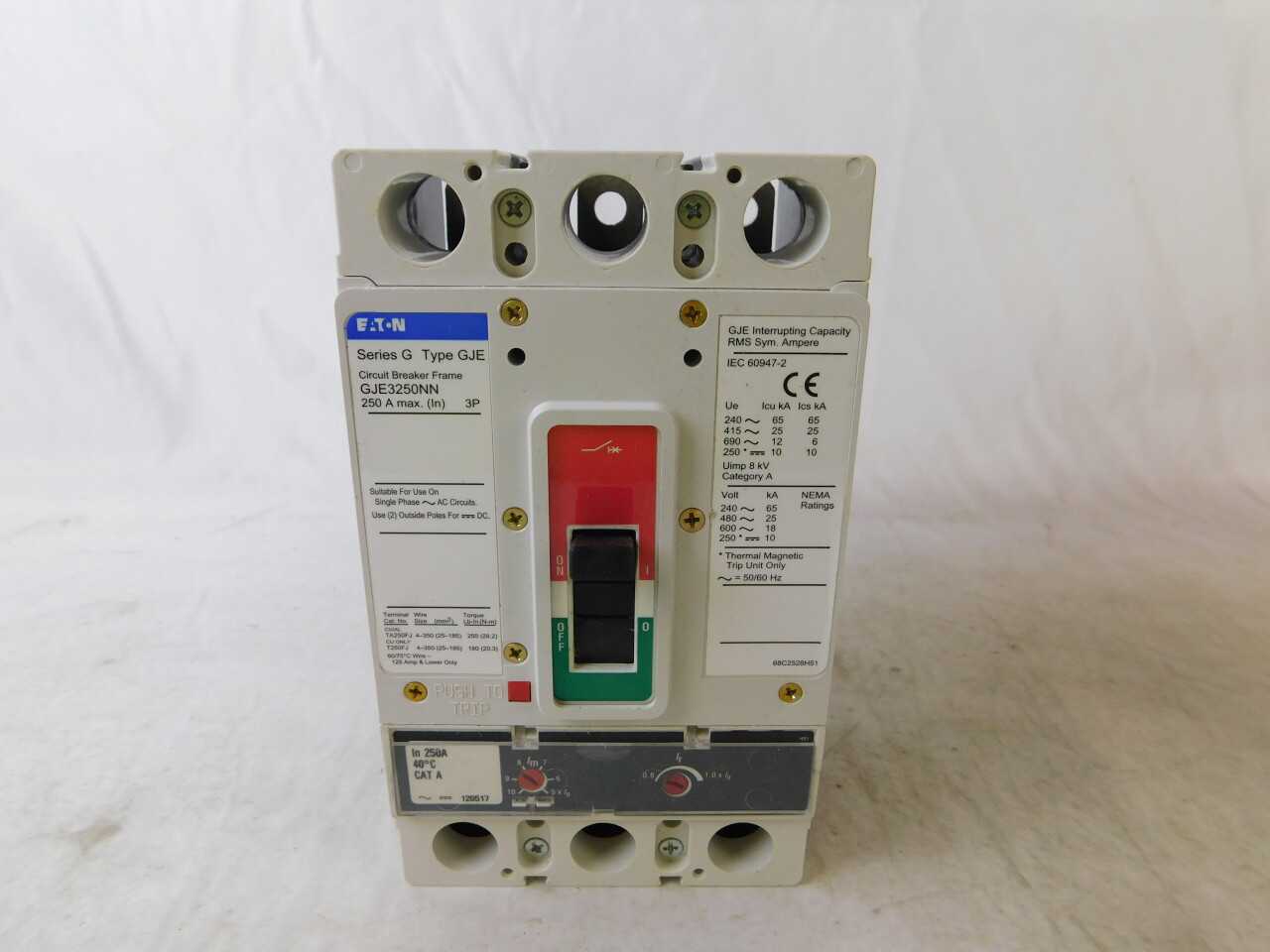 Quantity of 2x GJE3250AAM MCCB/Molded Case Circuit Breaker - CIRCUIT BREAKERS