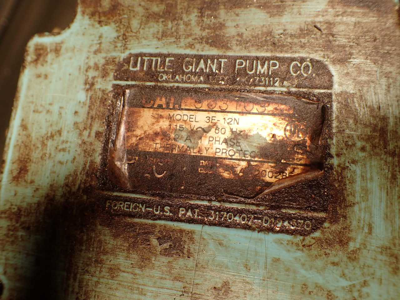 Little Giant 503103 3E-12N 115V Submersible Machine Lathe Mill Coolant Pump - PUMPS