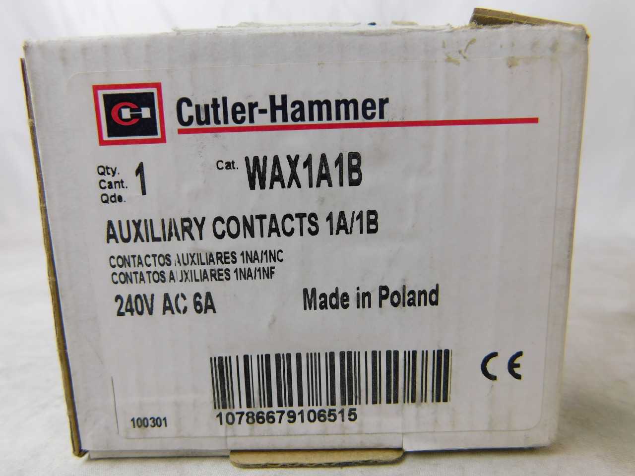 Lot of Qty 120x Eaton WAX1A1B Aux Contact 6A - ELECTRICAL COMPONENTS Lot of Qty 120x Eaton WAX1A1B Aux Contact 6A - ELECTRICAL COMPONENTS