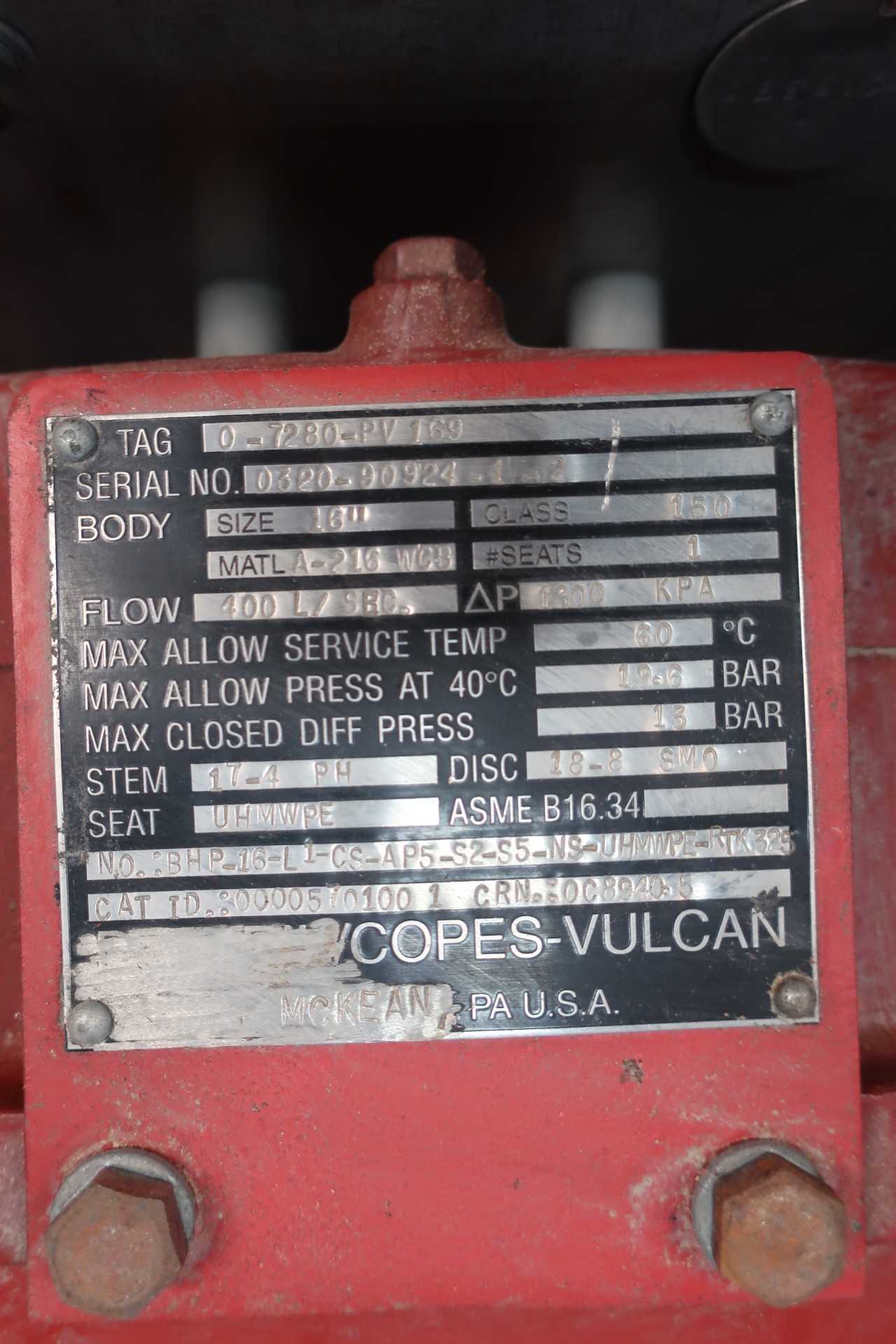 COPES VULCAN BUTTERFLY VALVE - BUTTERFLY VALVE