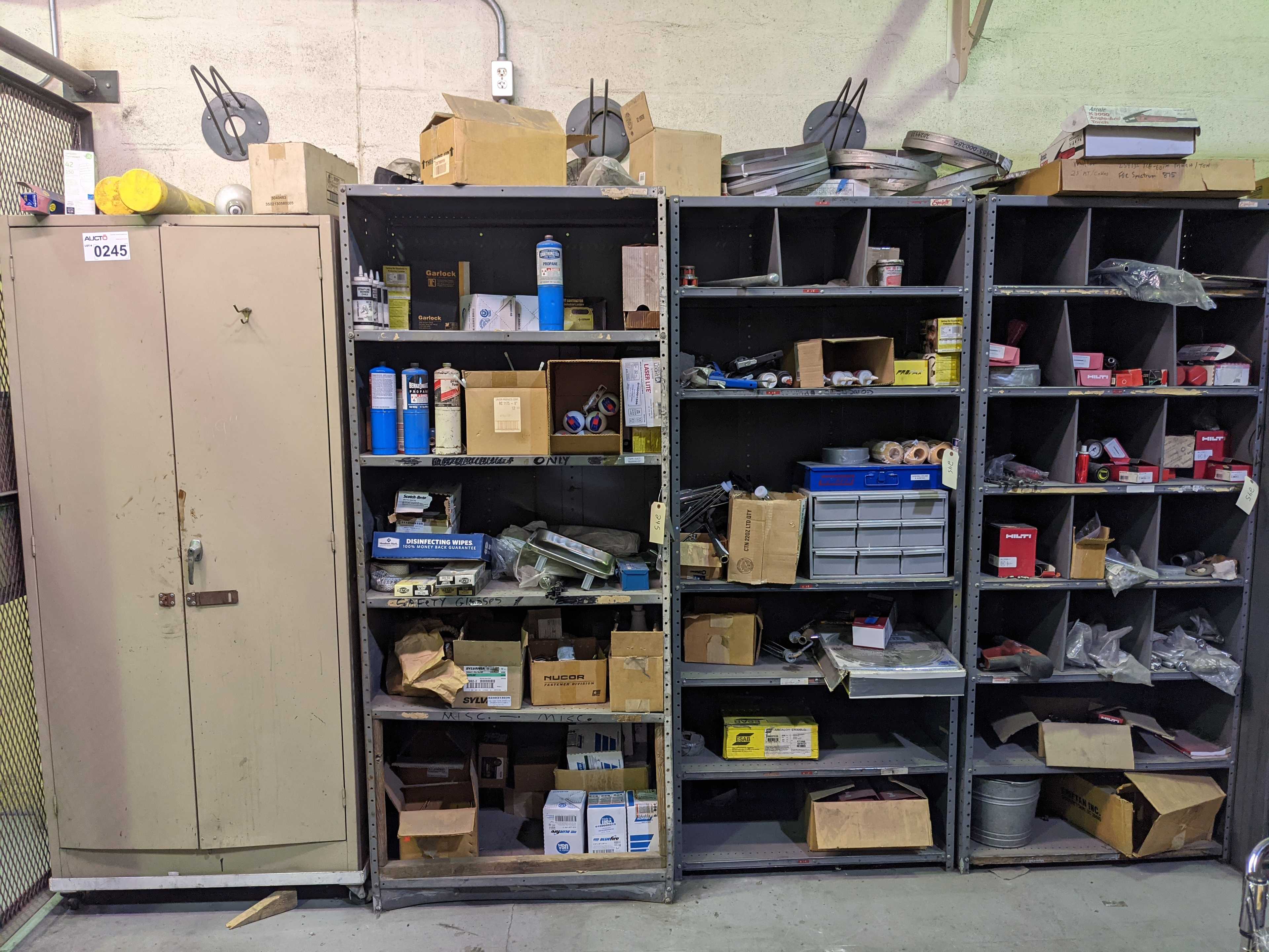CABINET AND SHELVING WITH MISCELLANOUS CONTENT - TOOL STORAGE