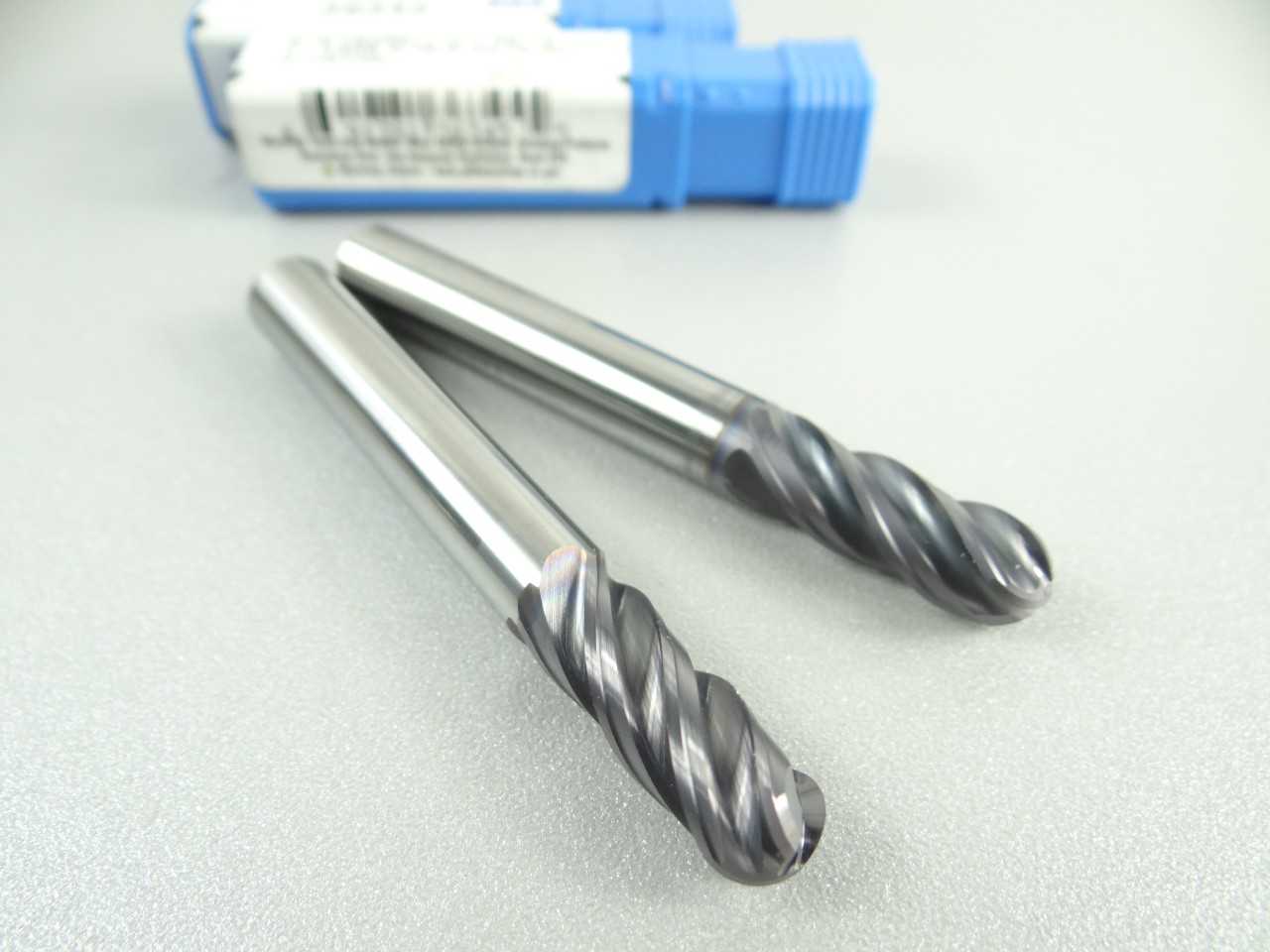 Pair of NEW SGS Solid Carbide 4 Flute Ball Nose End Mills - MACHINING ACCESSORIES & TOOLING