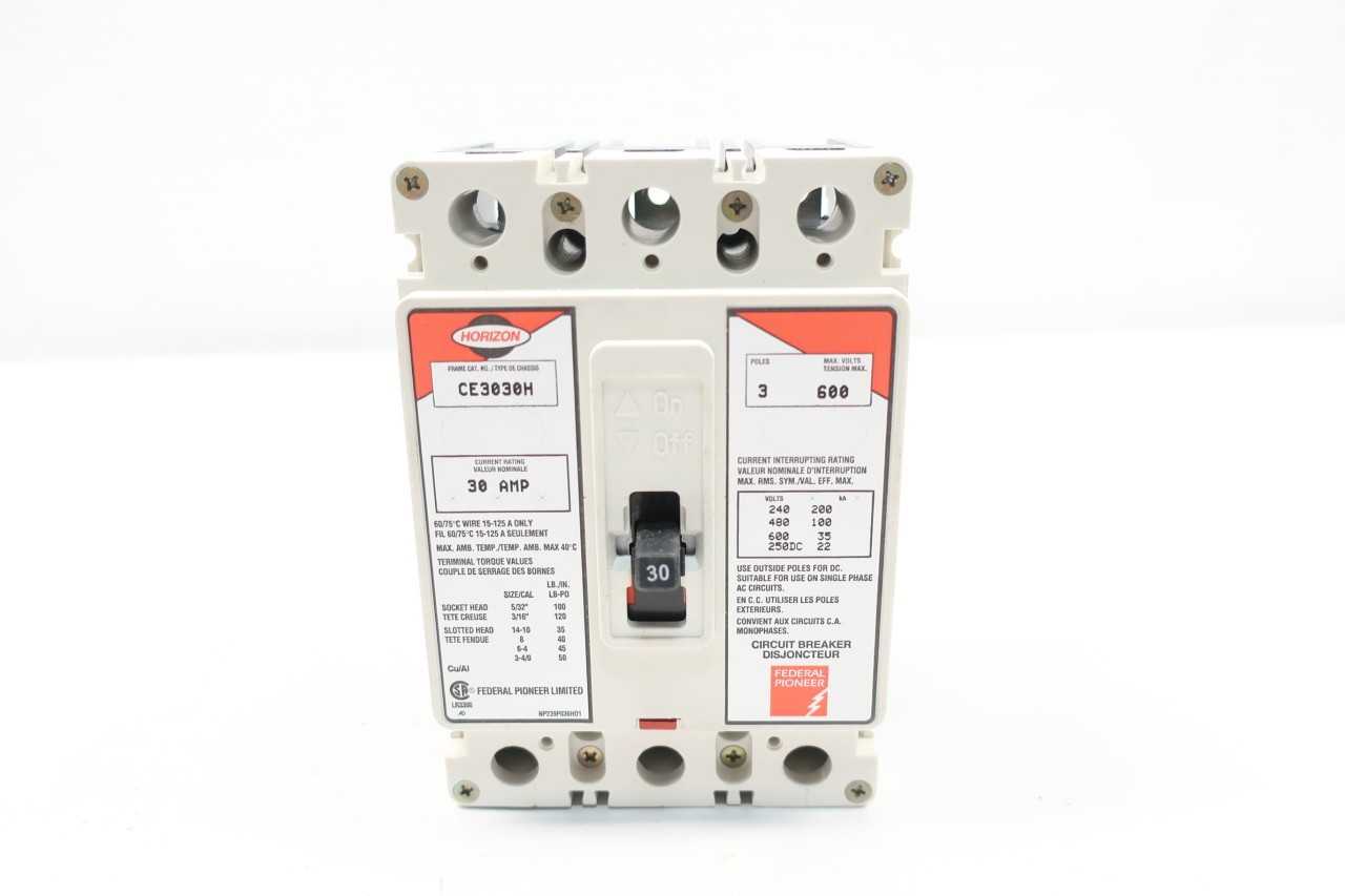 FEDERAL PIONEER CE3030H MOLDED CASE CIRCUIT BREAKER 3P 30A 600V-AC - CIRCUIT BREAKERS