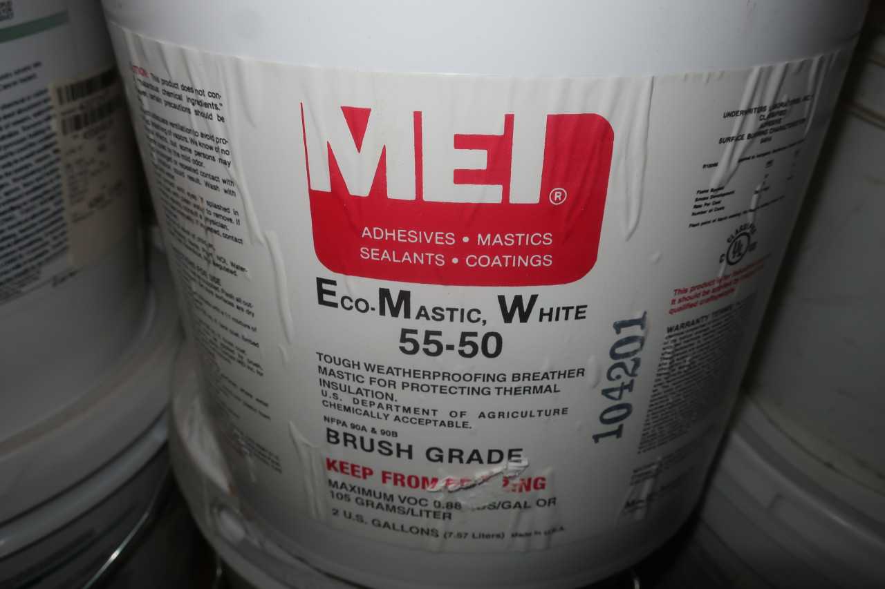 1 PALLET OF ASSORTED BUCKETS OF ADHESIVES COATING INSULATION OIL DRY - MISCELLANEOUS