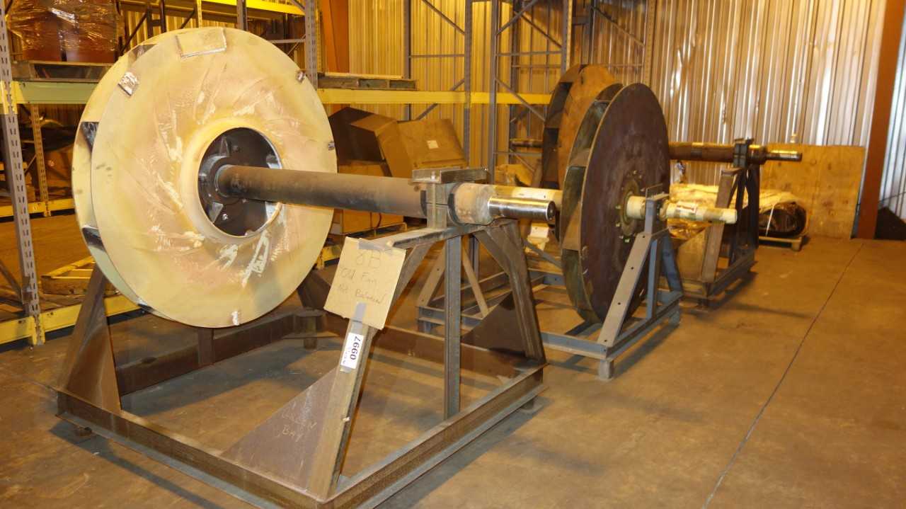 LOT OF 3 ASSORTED INDUSTRIAL GRADE STEEL SHAFT IMPELLER - SHELVING
