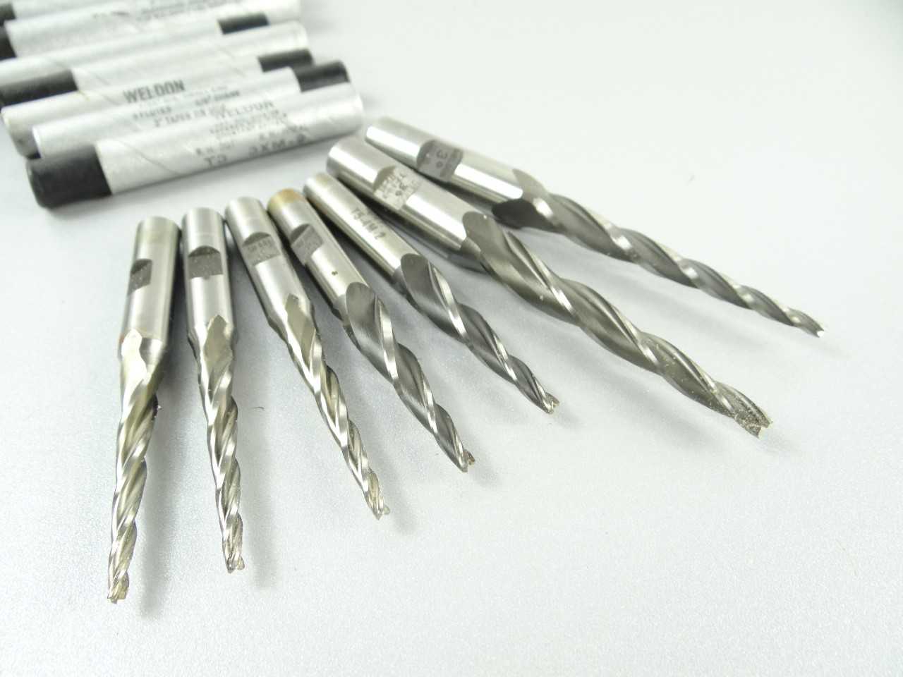 Lot of 7 NEW Weldon HSS Tapered End Mills - MACHINING EQUIPMENT