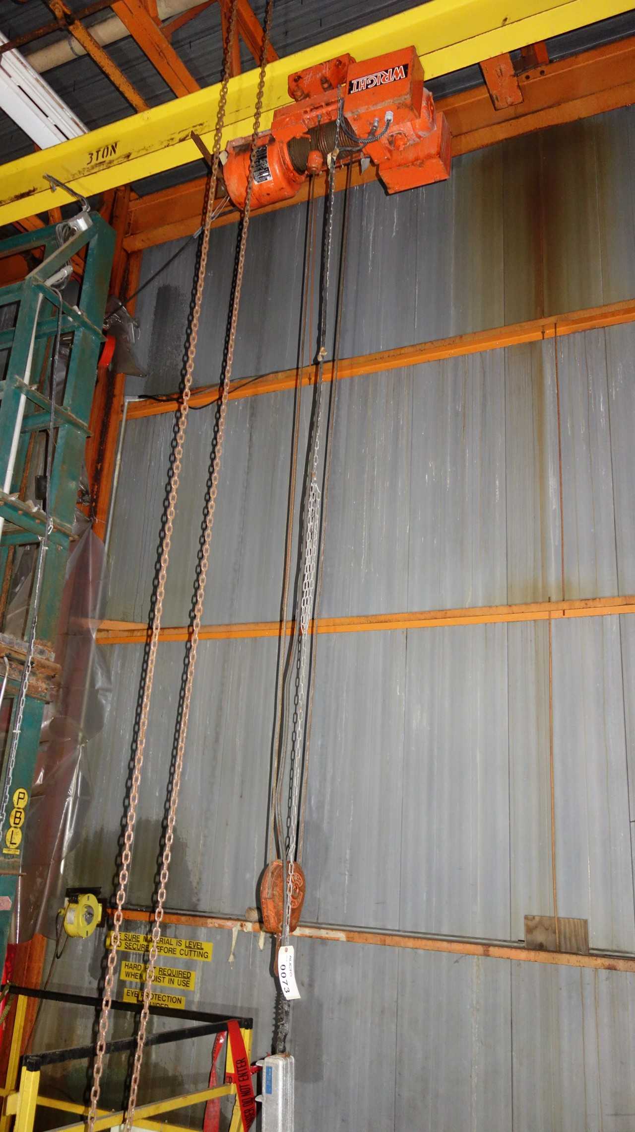 WRIGHT 4000 LBS 2 TON ELECTRIC CRANE HOIST - LIFTING EQUIPMENT