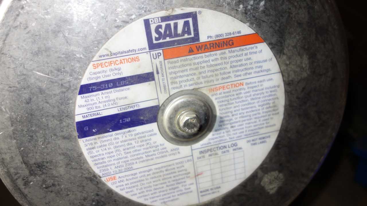 LOT OF 2 SALA 75-310LBS SELF RETRACTING LIFE LINE - ELECTRIC POWER TOOLS