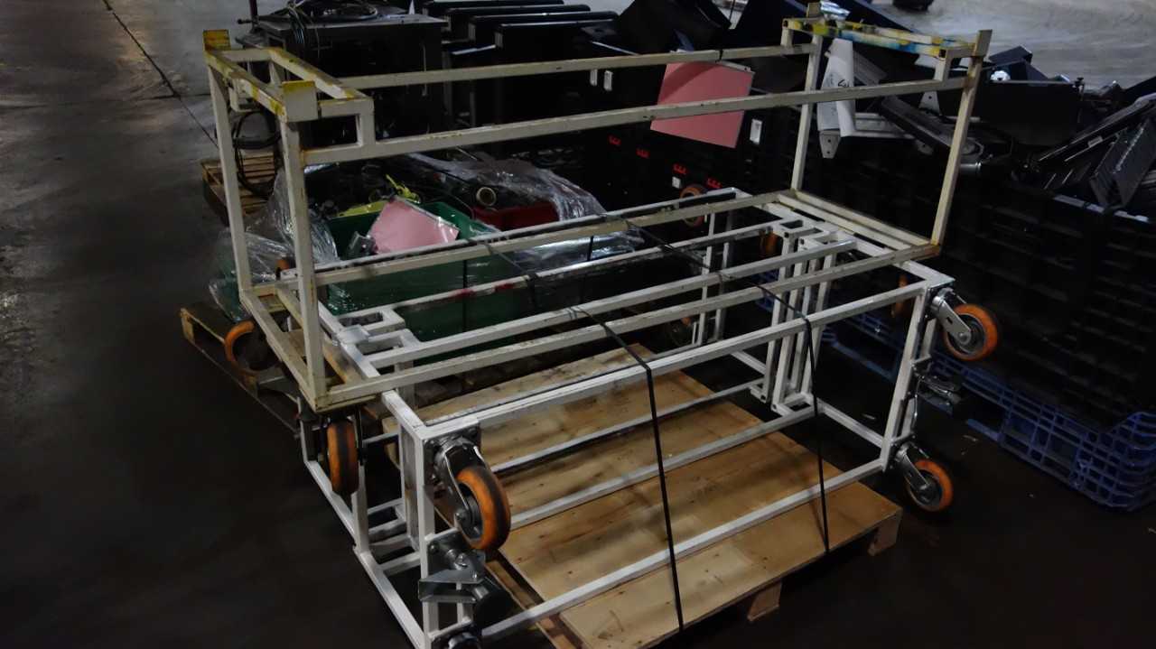 6 PALLETS OF ASSORTED STEEL BRACKETS, MOUNTS,  CARTS, REPLACEMENT PARTS - MISCELLANEOUS