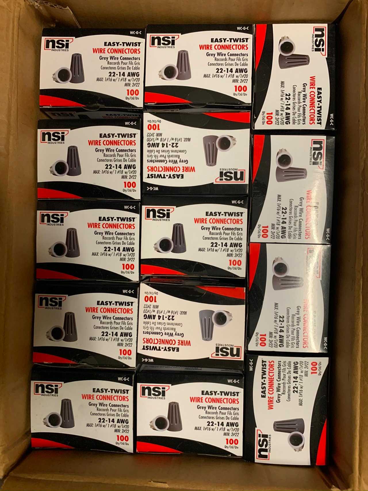 New - Lot of 7700 - NSI Industries WC-G-C Easy-Twist Wire Connectors in Grey - ELECTRICAL COMPONENTS