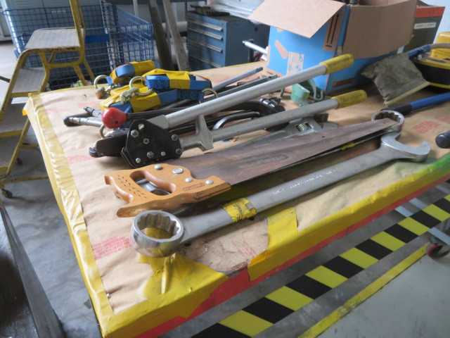 Aluminum Cart on Wheels and Contents - MISCELLANEOUS