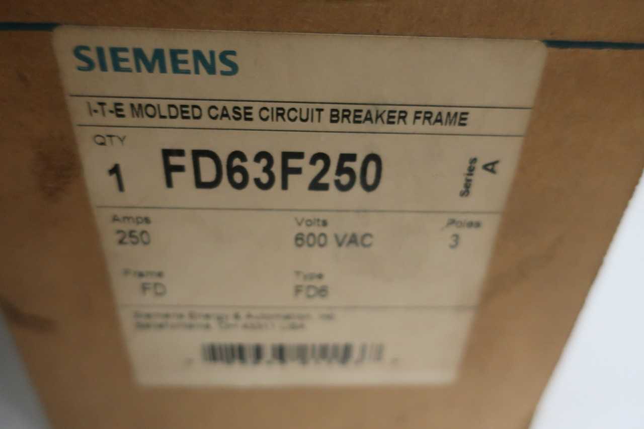 LOT OF 2 SIEMENS FD64F250 250A CIRCUIT BREAKERS - CIRCUIT BREAKERS