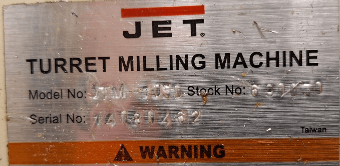 2014 JET JTM-1050 VERTICAL MILLING MACHINE