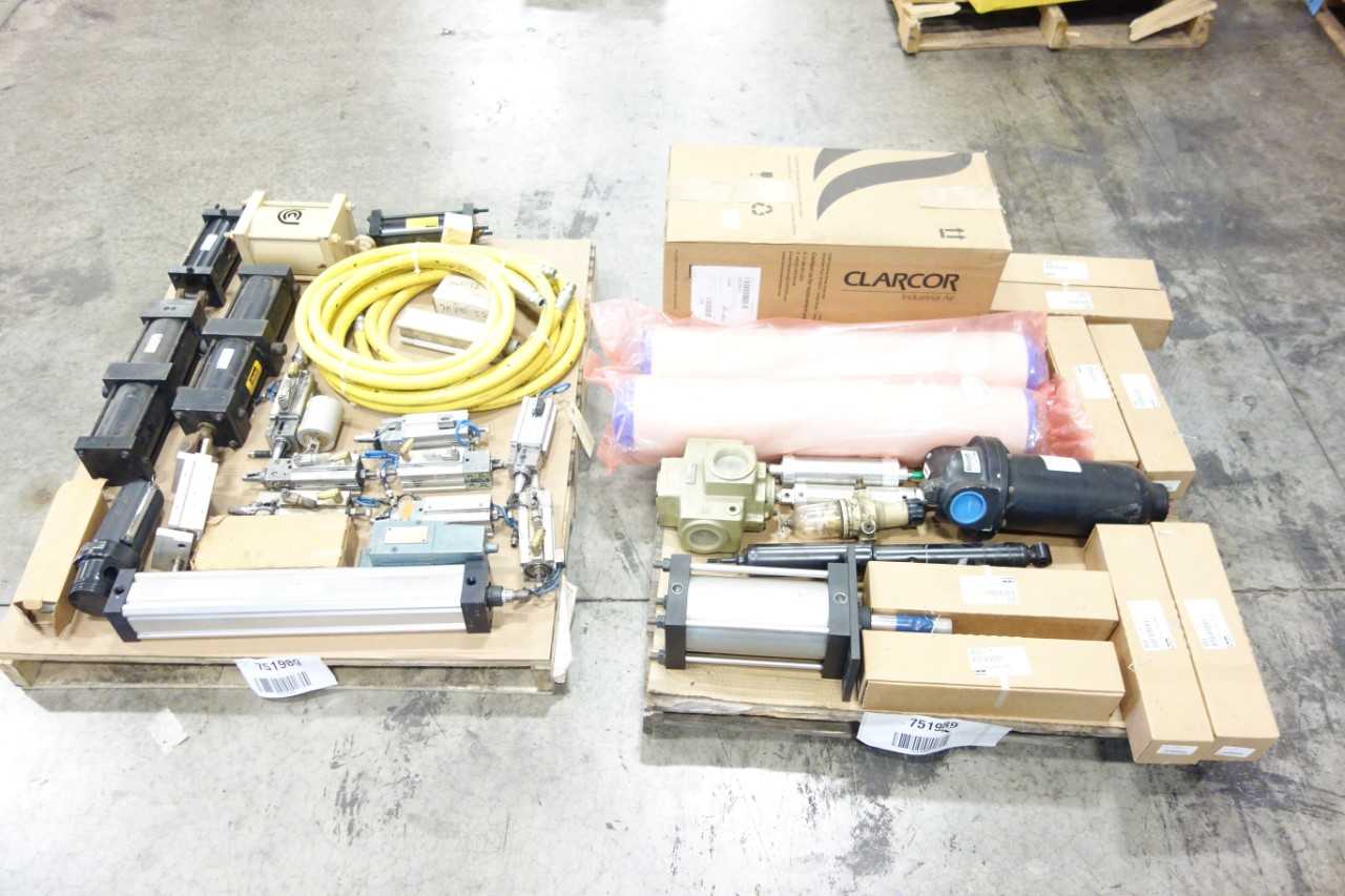 2 PALLETS OF ASSORTED PNEUMATIC CYLINDERS, PARTS, FILTERS, HOSE - PNEUMATIC CYLINDERS & ACTUATORS