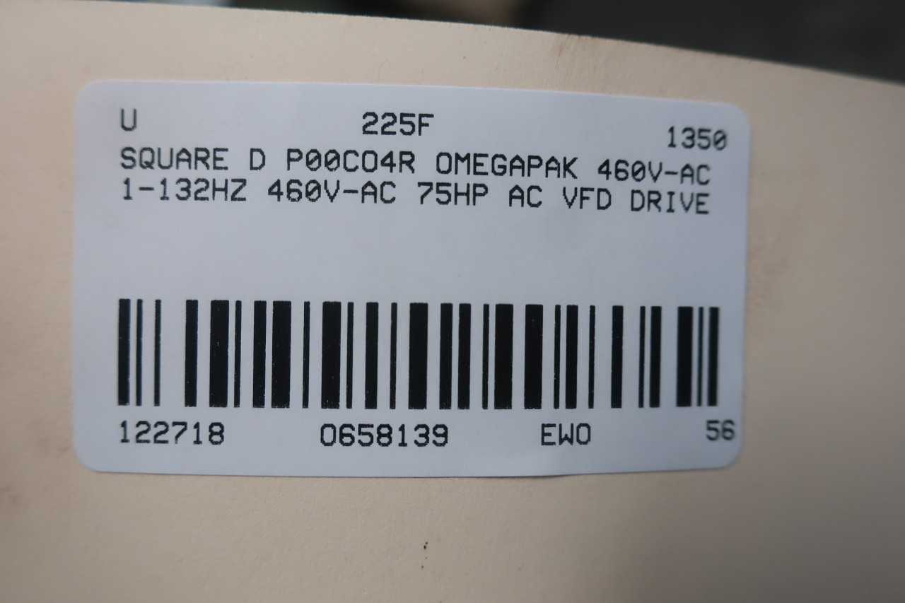 SQUARE D P00CO4R OMEGAPAK 460V-AC 1-132HZ 460V-AC 75HP AC VFD DRIVE - ELECTRIC MOTORS