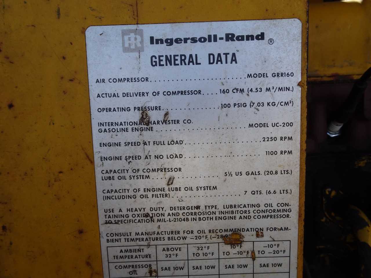 INGERSOLL RAND TOW BEHIND Air compressor GAS GRR160 - AIR COMPRESSORS