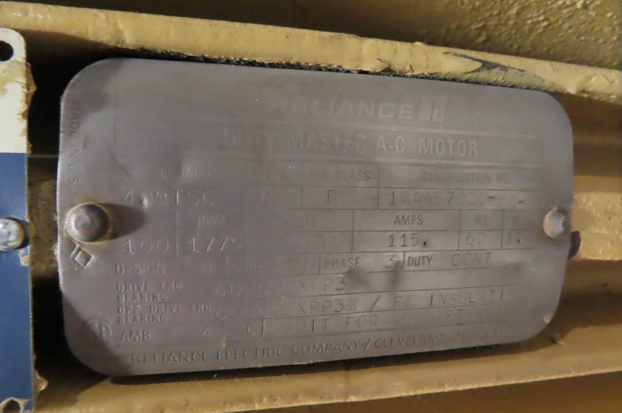 LOT OF 2 ASSORTED 460V-AC AC ELECTRIC MOTORS, 1X SIEMENS 364T 60HP, 1X RELIANCE 405TSC 100HP - ELECTRIC MOTORS