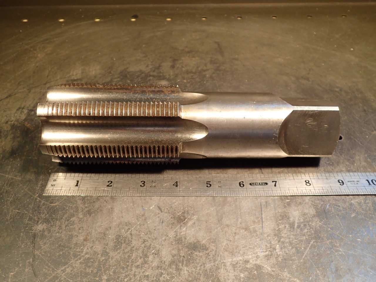 2-1/2" -8N HSS Hand Thread Tap: 6-Flute, 4" Long Flutes, 8-3/4" OAL, GH3, Poland - MACHINING ACCESSORIES & TOOLING