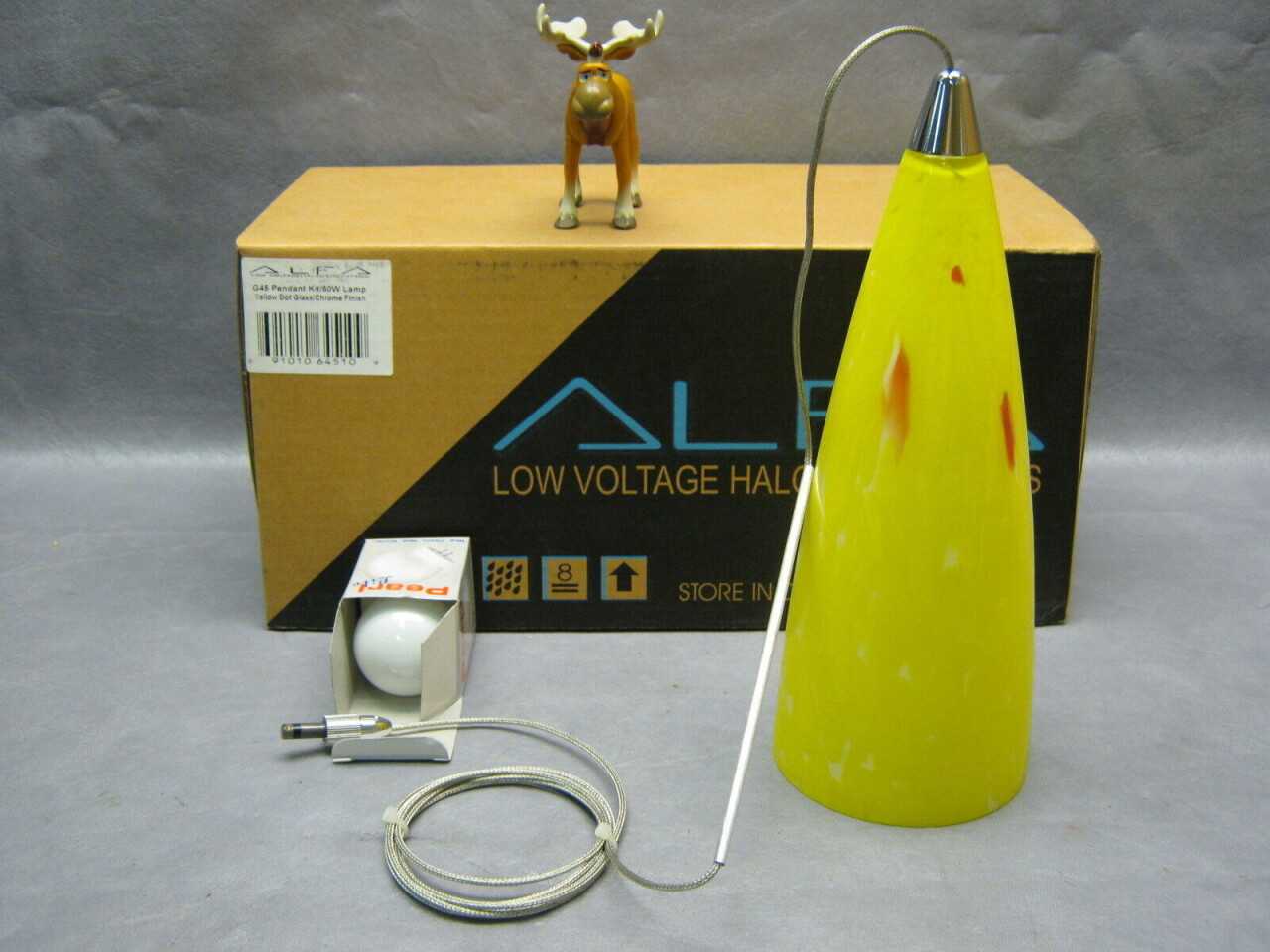 (45) Alfa Lighting G45 Quick Jack Pendant Kit w/60W Bulb Yellow Dot Glass 9-3/4" X 4" Alfa Lighting - LIGHTING (45) Alfa Lighting G45 Quick Jack Pendant Kit w/60W Bulb Yellow Dot Glass 9-3/4" X 4" Alfa Lighting - LIGHTING