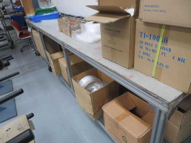 Aluminum Table on wheels and all contents in pictures - MISCELLANEOUS
