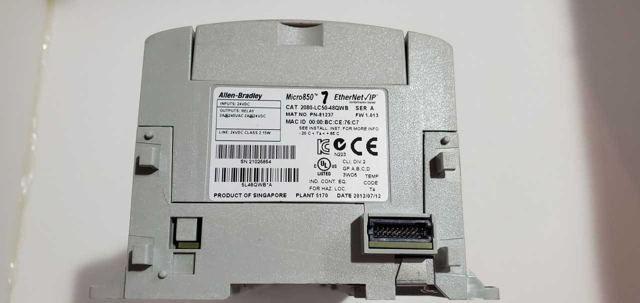 Allen Bradley Micro 850 2080-LC50-48QWB PLC - AUTOMATION & CONTROLS