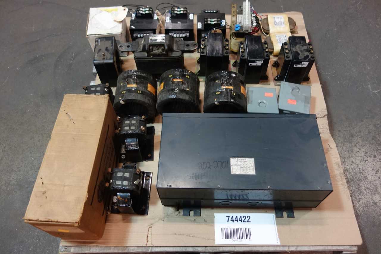 1 PALLET OF ASSORTED CUURENT & VOLTAGE TRANSFORMERS- GENERAL ELECTRIC, WESTINGHOUSE - CONTROL TRANSFORMERS