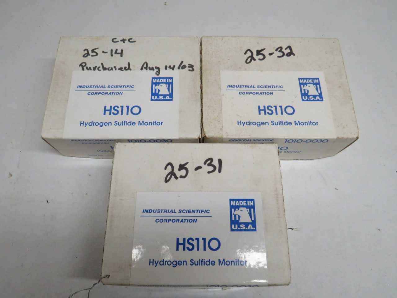 LOT OF 3 INDUSTRIAL SCIENTIFIC CORPORATION HS11O HS110 1010-0030 HYDROGEN SULFIDE MONITOR - ELECTRIC POWER TOOLS